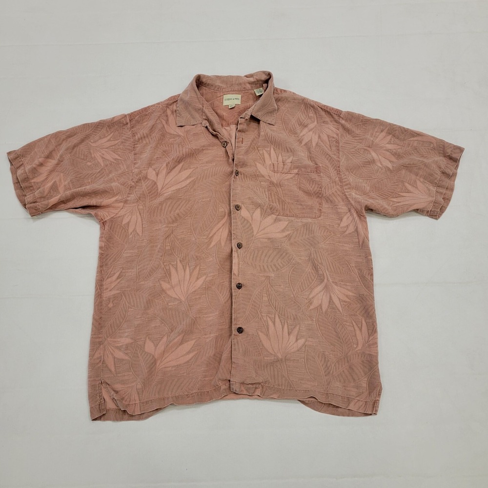 Joseph & Feiss 100% Silk Shirt Mens 3XLT Burnt Orange Textured Vertical Stripes‎